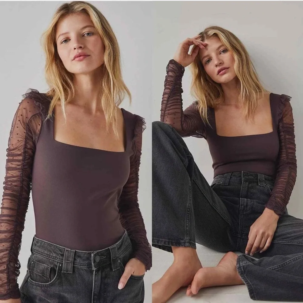 Free People Women’s Black Must be Love Bodysuit - Picture 5 of 16